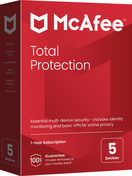 McAfee Total Protection, 5 Devices, 1-Year Subscription (E