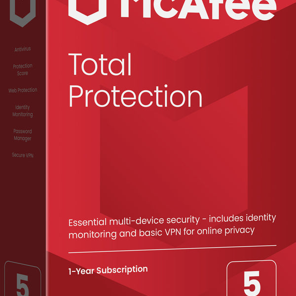 McAfee total protection 2022 one deals subscription, up to five devices